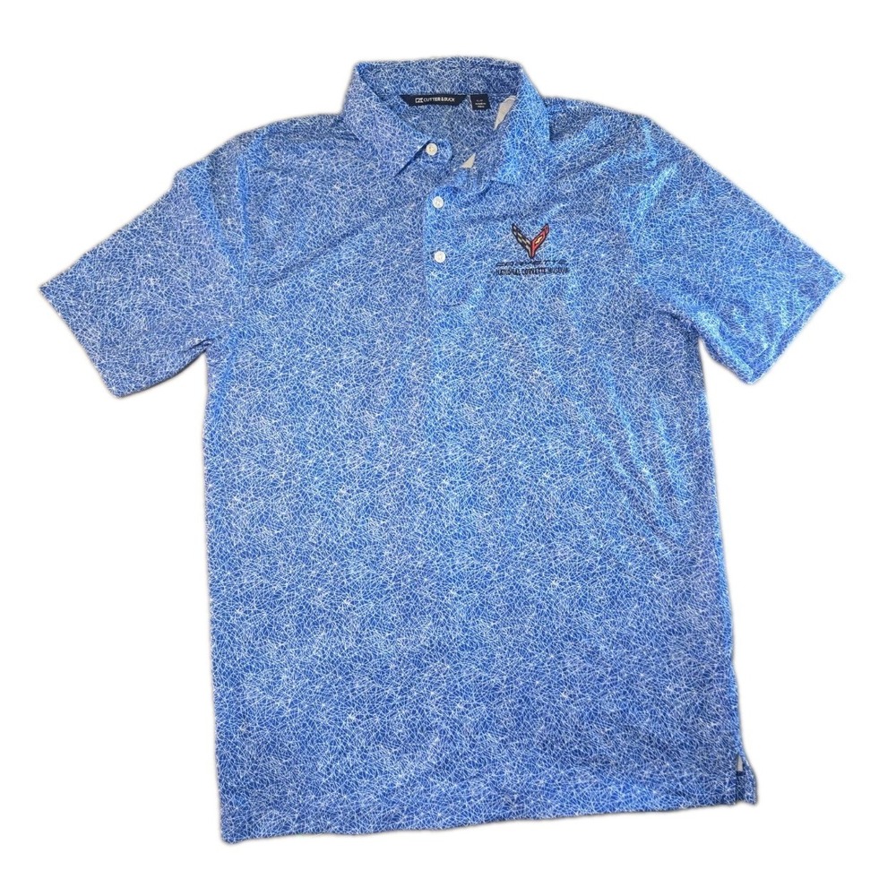 Cutter Buck Shirt National Corvette Museum Polo Mens Small S Blue Chevy Golf